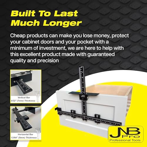 Cabinet Hardware Jig with Center Drill Guide, Hole Drilling for Drawer Handles and Pulls, Easy Install Tool - Full Aluminum Body with Free Carrying Case