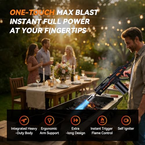 Powerful Propane Torch,36.8" Extra Long Blow Torch & Flamethrower with Trigger,Heavy Duty Cooking Searing Torch for Fire Starting,Grilling,Sous Vide Searing Steak & Weeding(Propane Tank Not Included)