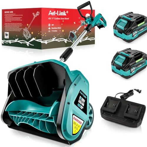 17" 40V Brushless Electric Snow Shovel, Cordless Wheeled Snow Thrower with 2×4.0Ah Batteries, 8" Depth, 22FT Throw, Adjustable Handle, for Driveway, Deck, Steps & Winter Outdoor Snow Clearing