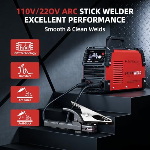 165A Stick Welder, Portable Welding Machine, IGBT Inverter ARC Weldr 110/220V Dual Voltage Hot Start ARC Force, Large LED Display MMA/Lift TIG Welder for 1/16" to 1-8" Rod