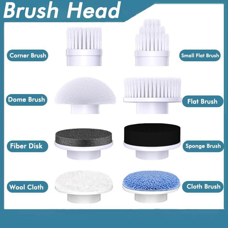 Dreazu - Replaceable Brush Heads - Scrubber Brush for Bathroom, Kitchen, Tile Grout, Bathtub, Shower, Sink, Toilet & Car Cleaning
