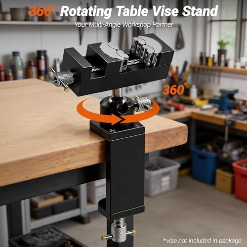 360° Rotating Bench Mount Stand for Smart Mini Fractal Vise, CNC-Machined Aluminum Base with Locking Rotation, for Woodworking, Jewelry, DIY & Model Making