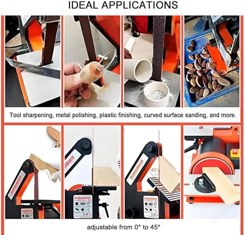 Belt Sander Knife Sharpener for Curved and Angled Sanding,Belt and Disc Sanding Workstation,0°-45° Sanding Angle Adjustable,Bench Polisher for Metal,Plastic,and Wood Sanding