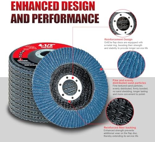60 Pack Flap Discs 120 Grit, 4 1/2" x 7/8" for Angle Grinder,Type 29 Zirconia Grinding Wheel for Metal,Wood,Stainless Steel, Sheet Metal