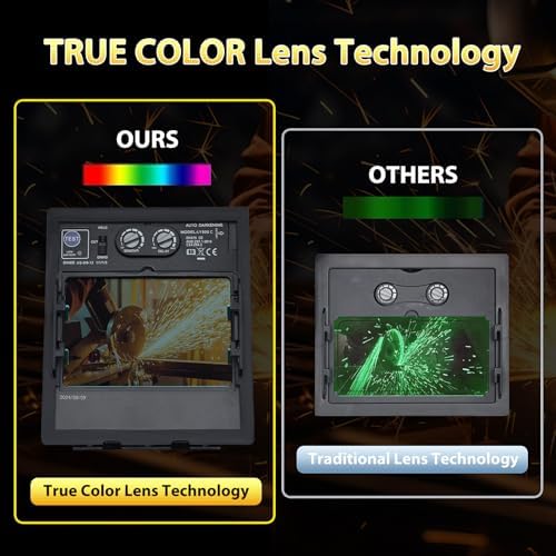 Welding Helmet True Color Auto Darkening Hood for TIG MIG ARC Welder Mask with Adjustable Shade Range 4/5-9/9-13…