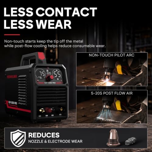 YESWELDER CUT-55DS PRO 55A Plasma Cutter, Non-HF, 110/220V, IPT40 Torch