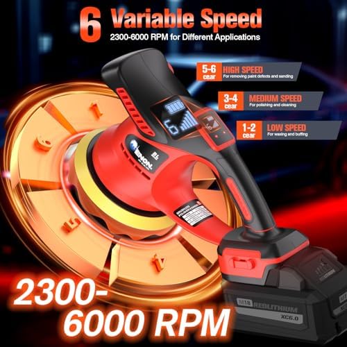 Cordless Car Buffer Polisher Kit,Compatiblewith M18 Battery (Without BATTERY )Brushless motor Dual Action Random Orbital Polishing with 6-Speed 2800-6000RPM for Auto Detailin