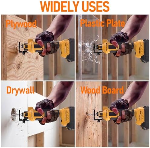 Cordless Drywall Cut-Out Tool, Brushless Rotary Saw Compatible With Dewalt 20V Battery, 28000 RPM 6-Speed Adjustable Depth, Compact Spiral Tool for Drywall Sheetrock Wood Cutting (Black)