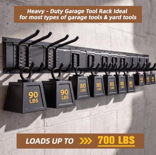 700lbs Garage Tool Organizer Wall Mount 66 Inch Heavy Duty Rack Hooks