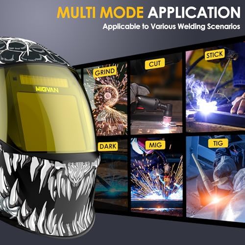 Welding Helmet Auto Darkening True Color Large Viewing, Welding Hood Solar/Rechargeable Battery Powered, Wide Shade 4/5-13 with 4 Arc Sensor, Optical Clarity Welding Mask for TIG MIG ARC Grind