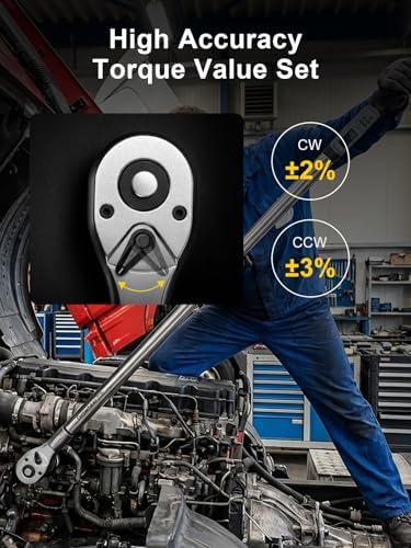 GROWNEER Digital Torque Wrench, 36.8-737 Ft-lbs/50-1000 Nm, 3/4'' Drive Inch Pound Torque Wrench with Buzzer & LED Indicator, Electronic Torque Wrench for Tractors, Trucks, Motor homes, and industrial