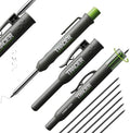 Tracer Mechanical Carpenter Pencils Set with Replacement Lead (6 Pack) - Construction Pencil with Site Holster - All In One Marking Kit for Carpenter Tools Contractor Pencils - AMK1