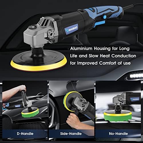 Buffer Polisher, 1200W Rotary Polisher with 6/7inch Plate for Car Detailing