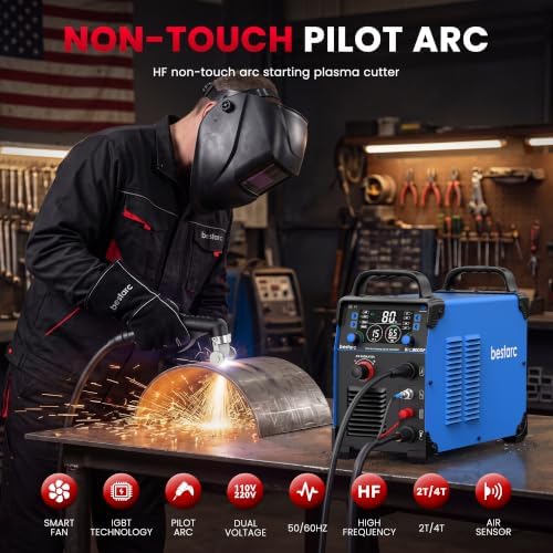 Bestarc Plasma Cutter Machine, 80Amps HF Pilot Arc, 110/220V, Air Sensor