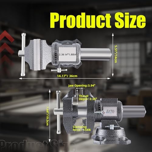 FATO 5” 360° Ductile Iron Bench Vise, 8800LB Force Black