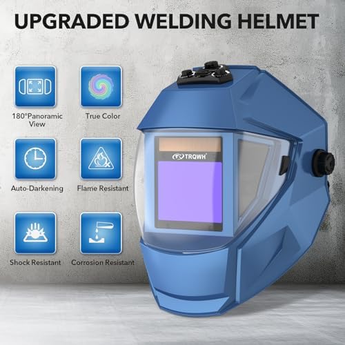 TRQWH Panoramic View Welding Helmet Auto Darkening Welding Hood