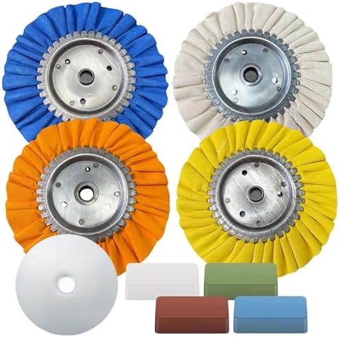 8 Pack Aluminum Polishing Kit - 8 Inch Buffing Wheel Rake for Angle Grinder Metal Polishing Wheel for Mirror Finish Aluminum Buffing Wheel Kit and Polishing Compound