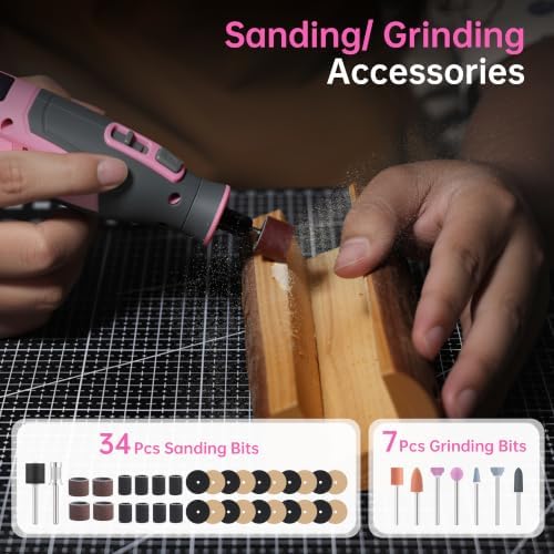 Katerk Cordless Rotary Tool Kit with 70Pcs Accessories for Women Men, Pink