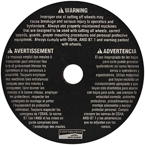 Norton 7660789451 3X.035x3/8 in. Metal AO Small Diameter Reinforced Cut-Off Wheels, Type 01/41, 60 Grit, 25 Pack
