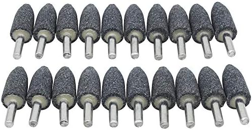 20Pc 1/4" Shank Brown Corundum Grinding Head Cone Shaped Grinding Wheel Abrasive Mounted Grinding Point Stone Rotary Tools Deburring Polishing - Diameter:16mm