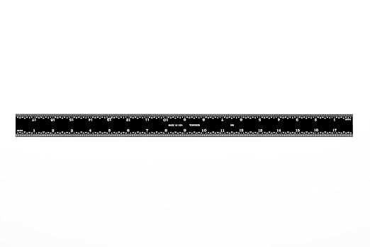 PEC Tools 18" Rigid Metal Ruler, Stainless Steel with Black Chrome Finish, High Contrast, 16R Graduation (1/32", 1/64", 1/50", 1/100"), Easy to Read Machinist Rule for Professionals, Made in USA