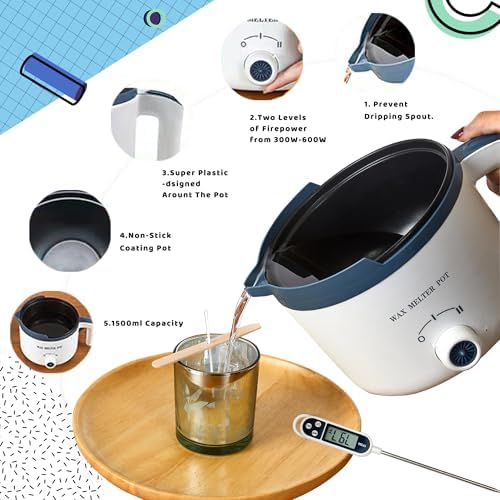 Wax Melting Pot Kit with Digital Scale(No Battery), Heat Gun, Thermometer
