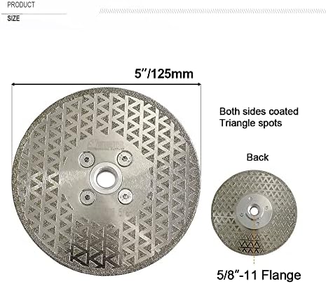 SHDIATOOL Diamond Grinding Disc for Granite Marble Diamond Cutting Wheel Saw Blade with 5/8-Inch-11 Arbor 5 Inch (2-Pack)