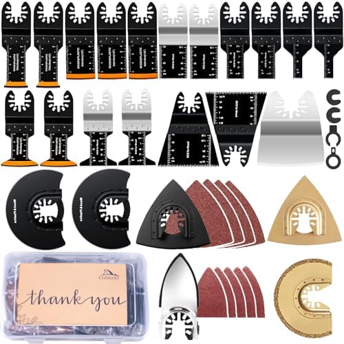 CONNOO 148 Pack Oscillating Saw Blades with Case, Arc Edge Multitool Blades, Oscillating Tool Blade, Bi-Metal for Wood/Metal/Plastic Kits Fit for Ryobi
