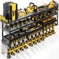 POKIPO 49" W Large Power Tool Organizer Wall Mount, 4 Layer Heavy Duty Loads 800 lbs, Tool Storage Rack Holds 12 Cordless Drills, Large Capacity Battery Holder for Garage, Gift for Men