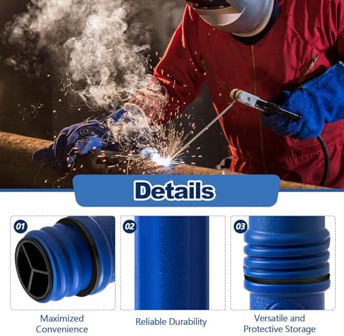 Tandefio 4 Pcs Welding Rod Storage Tube 40 Inch Tig Rod Storage Canisters Welding Electrode Holder Airproof Waterproof Container(Blue)