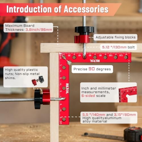 90 Degree Corner Clamps, 2 Pcs 5.5"×5.5" Woodworking Clamps Tools
