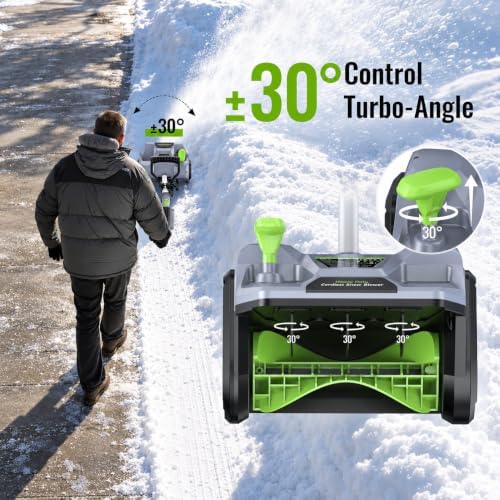 Cordless Snow Shovel, 13" Electric Snow Blower 20V, 4 Ah Battery 300lb/min Snow Removal, 19FT Throw Distance, Lightweight 12lb for Driveway/Steps/Patio/Sidewalk