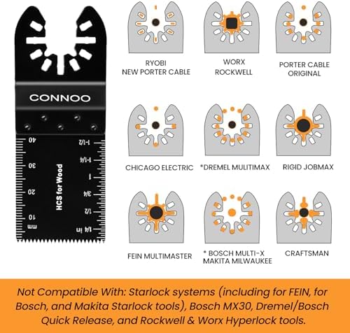CONNOO 120 Pack Oscillating Saw Blades, Multitool Oscillating Tool Blades for Wood Metal Plastics, Japanese Long Teeth, Quick Release Multi Tool Blades Kits for Oscillating Tools