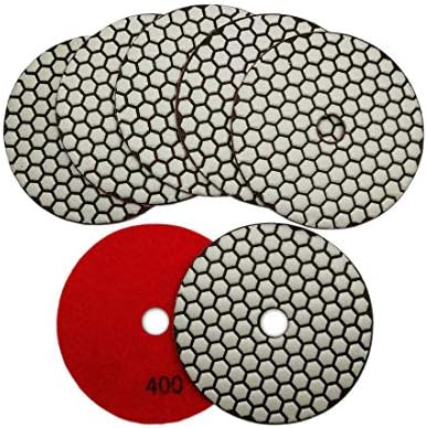 SHDIATOOL 5-Inch Dry Diamond Polishing Pads Grit 400 for Granite Marble Quartz(7-Pack)