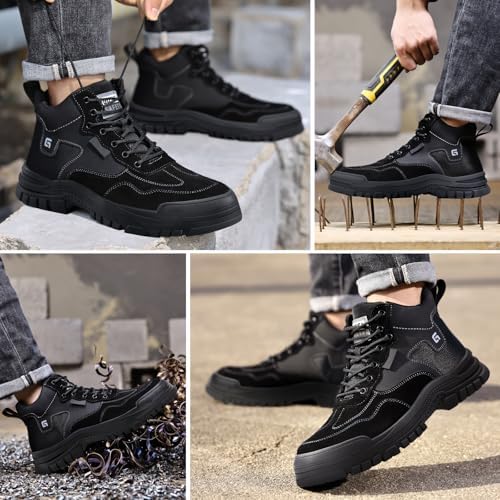 GUSAYEX Steel Toe Boots for Men Puncture Resistant Work Boots