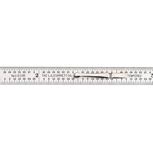 Starrett Full Flexible Steel Rule with Satin Chrome Finish, Quick Reading, and Inch Graduation - 10 Graduation, 6" Length, 1/64" Thickness - C310K-6