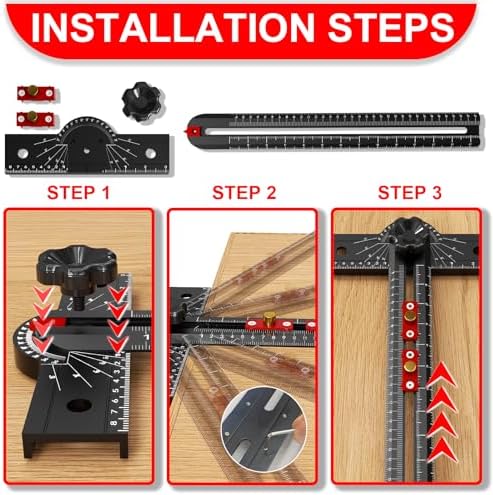 Woodworking T Square Ruler, 13.5 Inch Adjustable Angle 15-165° Measurement Tool, Aluminum Alloy, Precision Drilling Positioning Guide for Carpentry, Drafting, Contractor, Scribe Crafting, Drywall