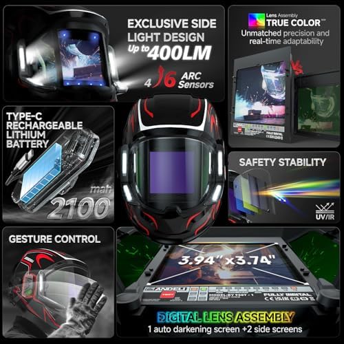 ANDELI Auto Darkening Welding Helmet with Light,with Internal Display