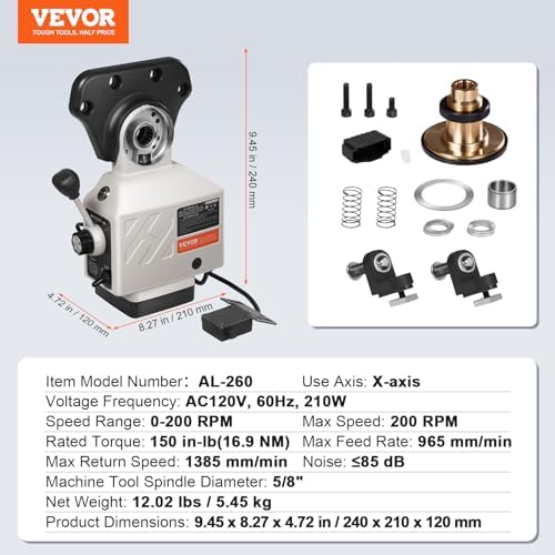 Vevor Power Feed X-Axis 150Lbs Torque,Power Feed Milling Machine 0-200PRM, Power Table Feed Mill 110V,for Bridgeport and Similar Knee Type Milling Machines - Amazon.com