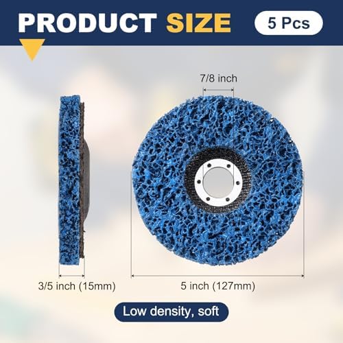 5Pcs 5" x7/8"(Arbor) Paint Stripper Discs for Angle Grinder Blue