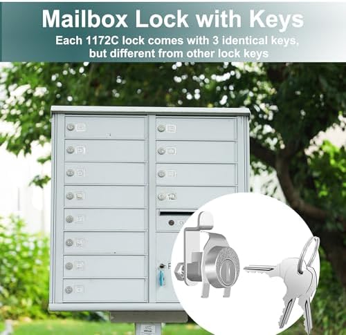 3 Pcs Mailbox Lock, National L-1172C Mailbox Lock Replacement for C9100 Mailbox Key Lock with 3 Keys and C7120 Cam, Nickel Finish