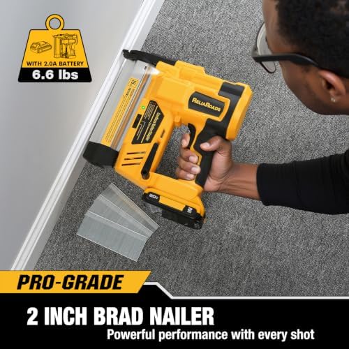 ReliaRoads 2" Cordless Brad Nailer, 18GA Nail Gun Battery Powered Compatible with DeWalt 20V MAX Battery, Electric Nailer Stapler with Nails Puller, Toolbag, 1600 Staples and Nails(No Battery)