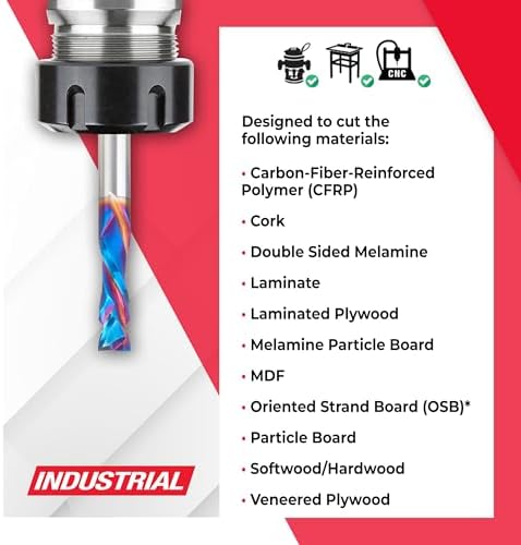 Amana Tool Spektra Extreme Tool Life Coated Solid Carbide CNC Compression Spiral Router Bit, 48304-K, 6mm D x 20mm CH x 6mm Shank x 64mm Long