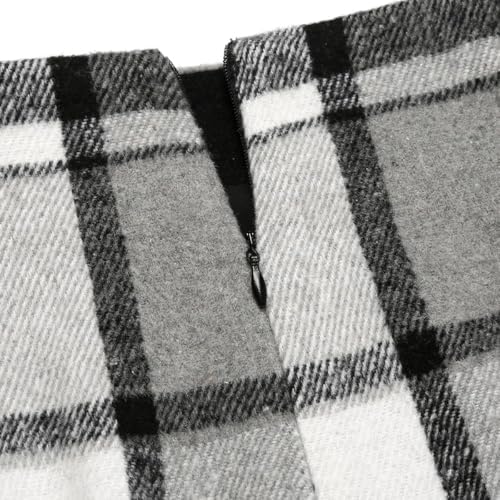 IDEALSANXUN Plaid Skirts for Women Fall Winter Knee Length Pencil Wool Skirt with Slit