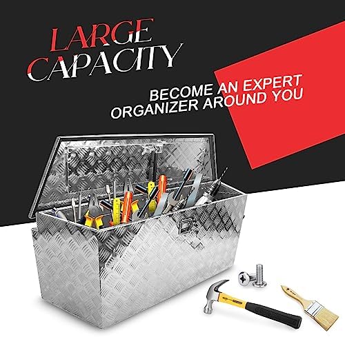 BLACKHORSE-RACING 48.8 Inch Aluminum Trailer Tool Box with 5 Bar Design Secure Storage for Pick Up Trucks, RV Trailers and ATVs, Lock & Keys Included