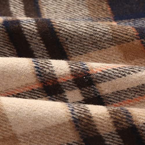 IDEALSANXUN Womens Plaid Wool Skirts Elastic Waist A-Line Pleated Tartan Long Skirts