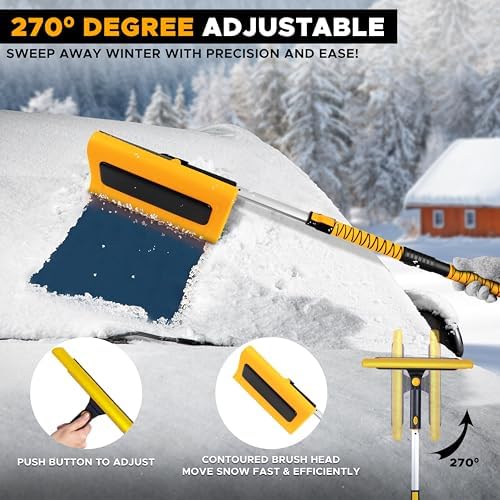 EcoNour 48" Snow Broom with Ice Scraper for Car Windshield & Windows