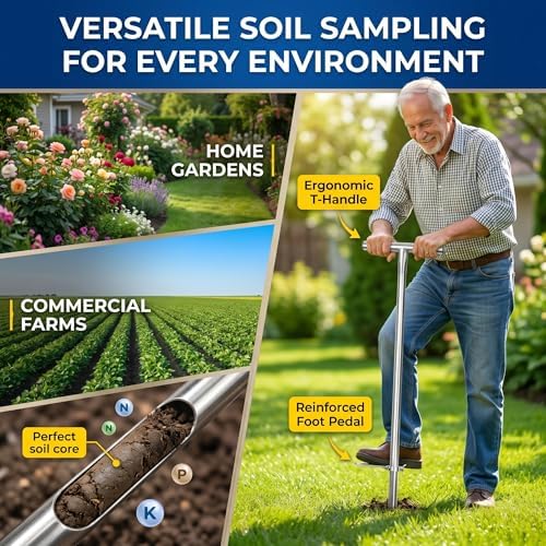 HOMAR 36 Inch Soil Sample Probe Stainless Soil Sampler Kit | T-Handle Soil Probe Rod For Golf Courses and in Gardening Soil Core for Use with Soil PH Meter Soil Moisture Probe