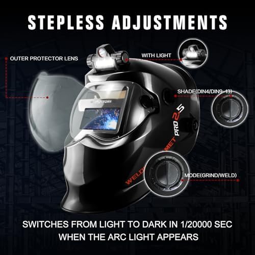 TRQWH Auto Darkening Welding Helmet with Light True Color Welding Hood
