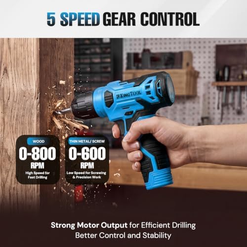KingTool 156-Piece Blue Tool Kit, 8V Cordless Drill for Home Repairs & DIY